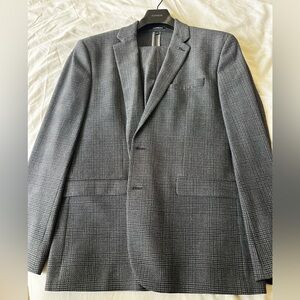 Express Men's Charcoal Windowpane Suit 44r 34x32